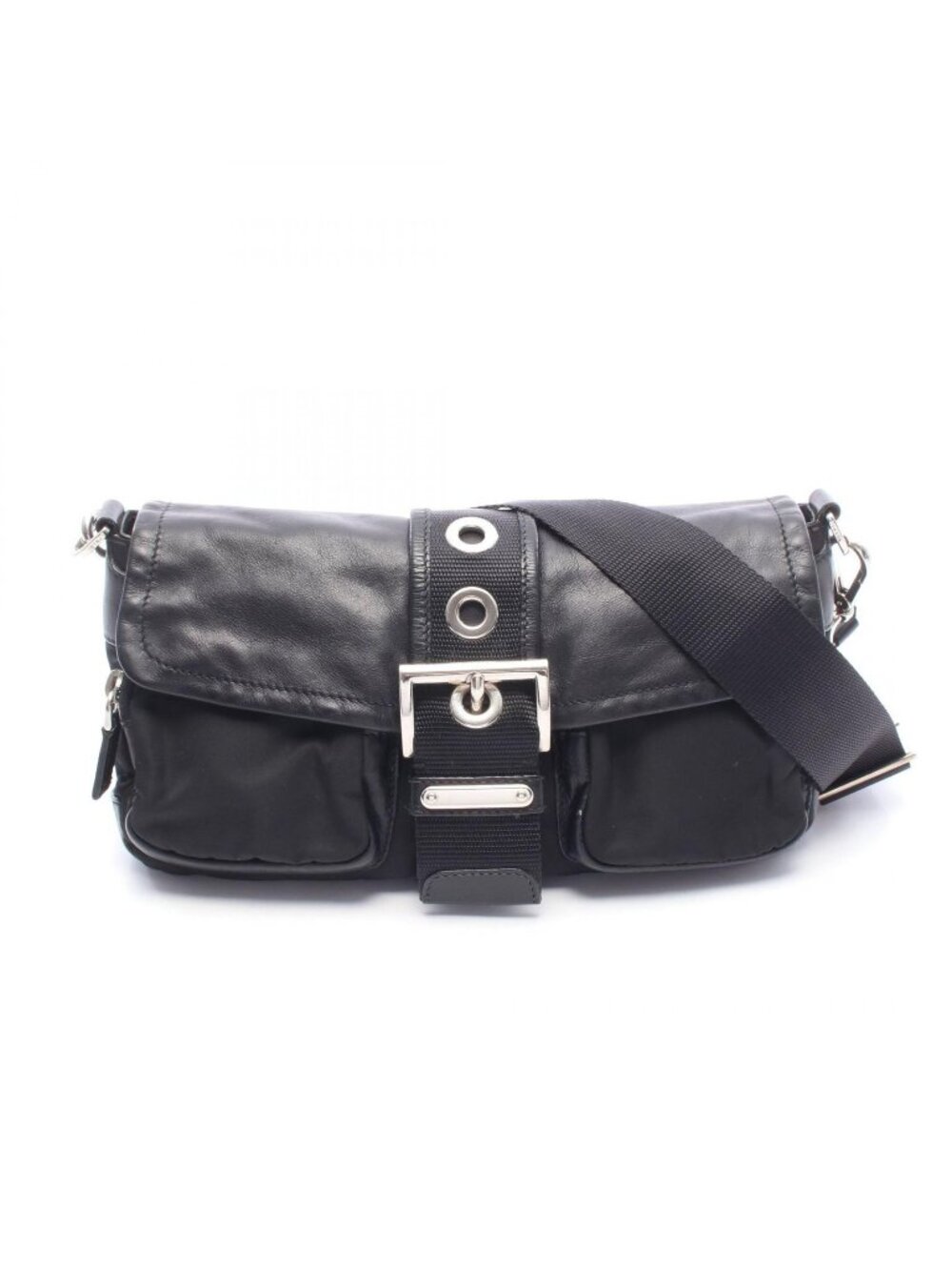 Prada Shoulder Bag Black Nylon Leather